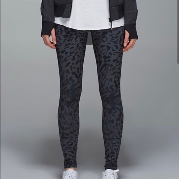 Lululemon Wunder Under Gray Cheetah Print Leggings Sz 4 - Picture 2 of 8